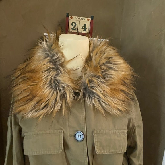JustFab Utility Jacket With Faux Fur Collar Women’s size Large - Picture 16 of 16